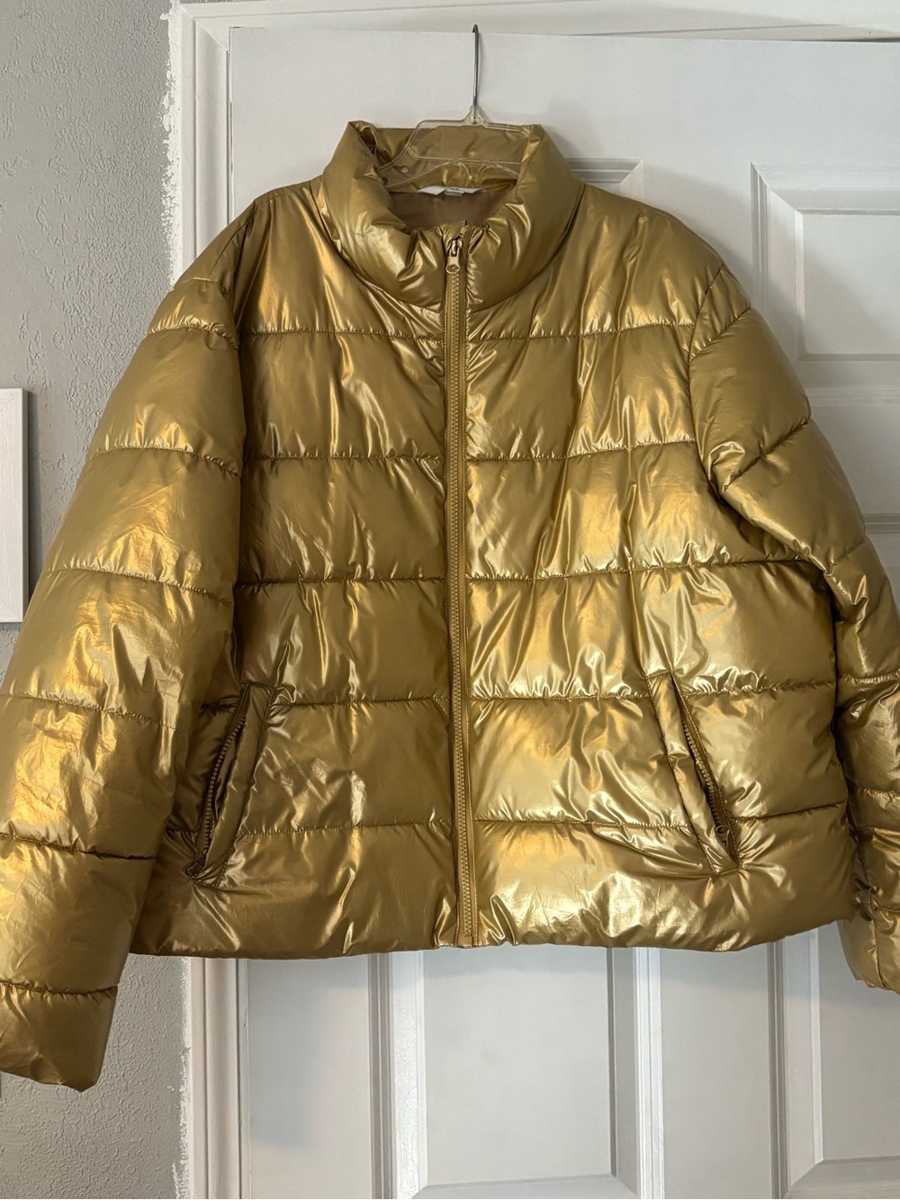 Time and Tru Metallic Gold Quilted Puffer Jacket